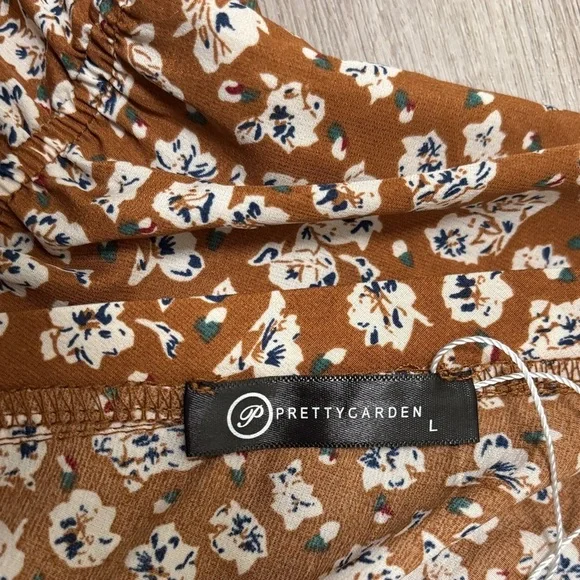 Chic One Shoulder Floral Dress in Brown - Picture 3 of 4